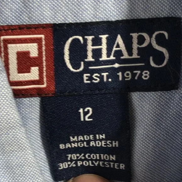 (2) BOYS OXFORD SHIRTS, CHAPS and ARROW, size 12 - Picture 3 of 6